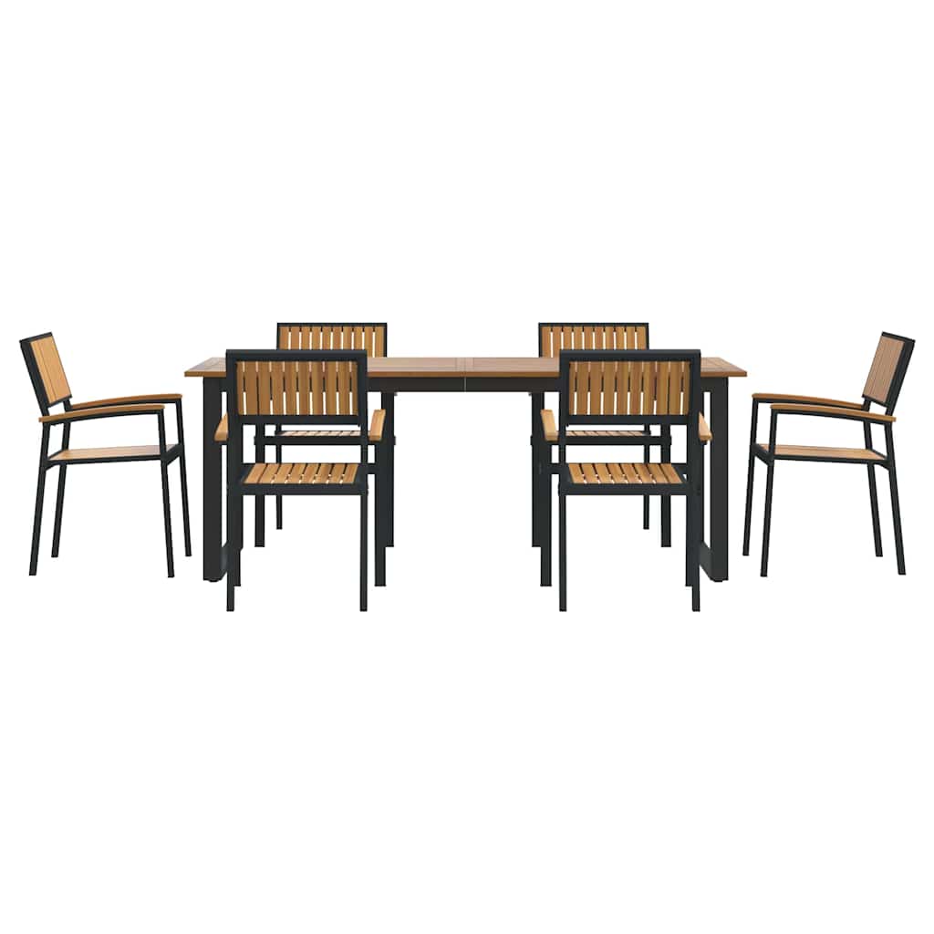8721102817410_wbg-fr_en_hd_4 vidaXL Garden Dining Set 7 pcs Black and brown 200 x 90 x 75 cm - Image 7