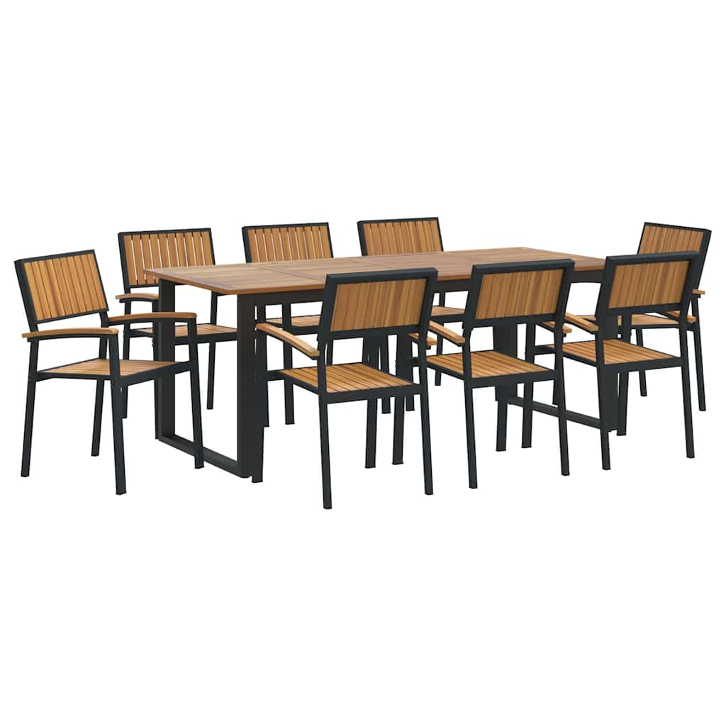 8721102817427_wbg-an-m_en_hd_3 vidaXL Garden Dining Set 9 pcs Black and brown 200 x 90 x 75 cm - Image 2