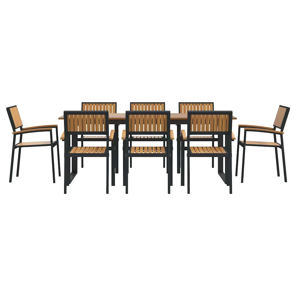 8721102817427_wbg-fr_en_hd_4 vidaXL Garden Dining Set 9 pcs Black and brown 200 x 90 x 75 cm - Image 7