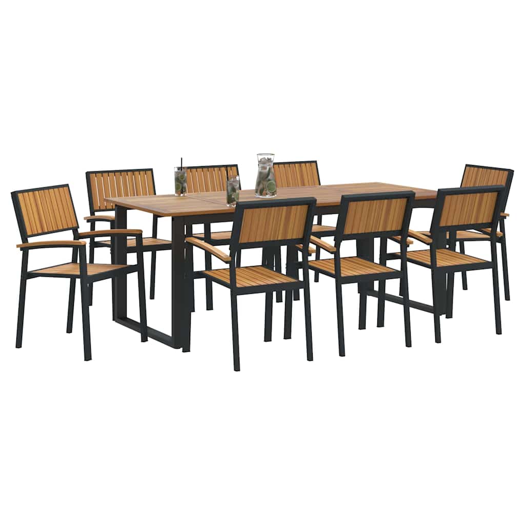 8721102817427_wbg-mo_en_hd_1 vidaXL Garden Dining Set 9 pcs Black and brown 200 x 90 x 75 cm - Image 3