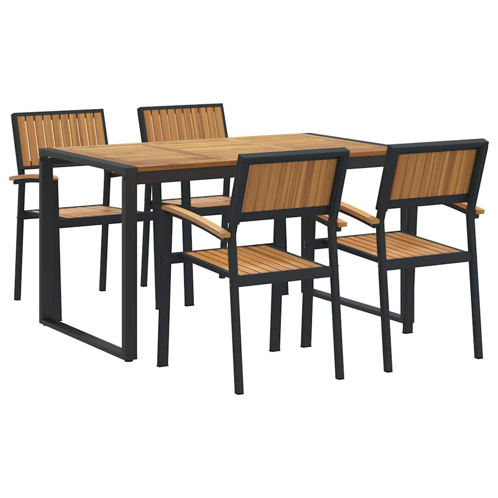 8721102817434_wbg-an-m_en_hd_3 vidaXL Garden Dining Set 5 pcs Black and brown 140 x 80 x 75 cm - Image 2