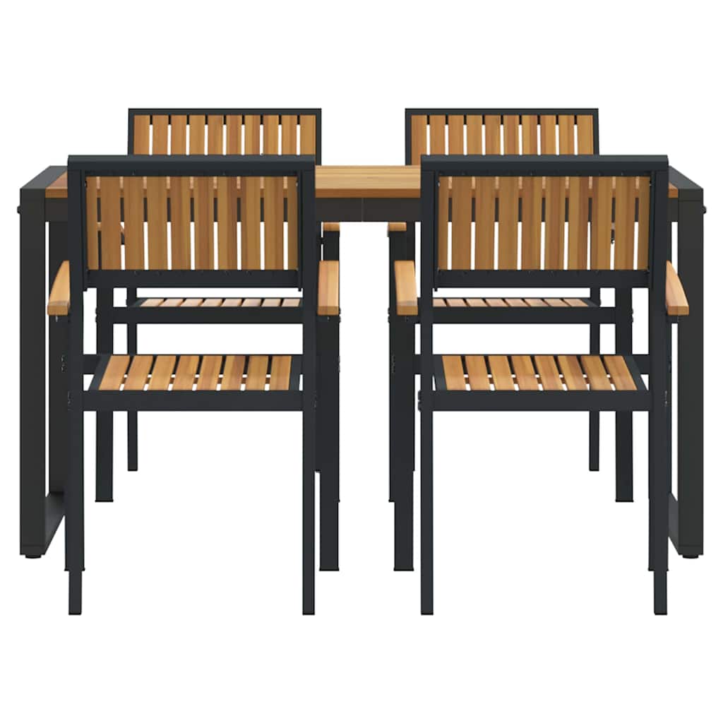 8721102817434_wbg-fr_en_hd_4 vidaXL Garden Dining Set 5 pcs Black and brown 140 x 80 x 75 cm - Image 7