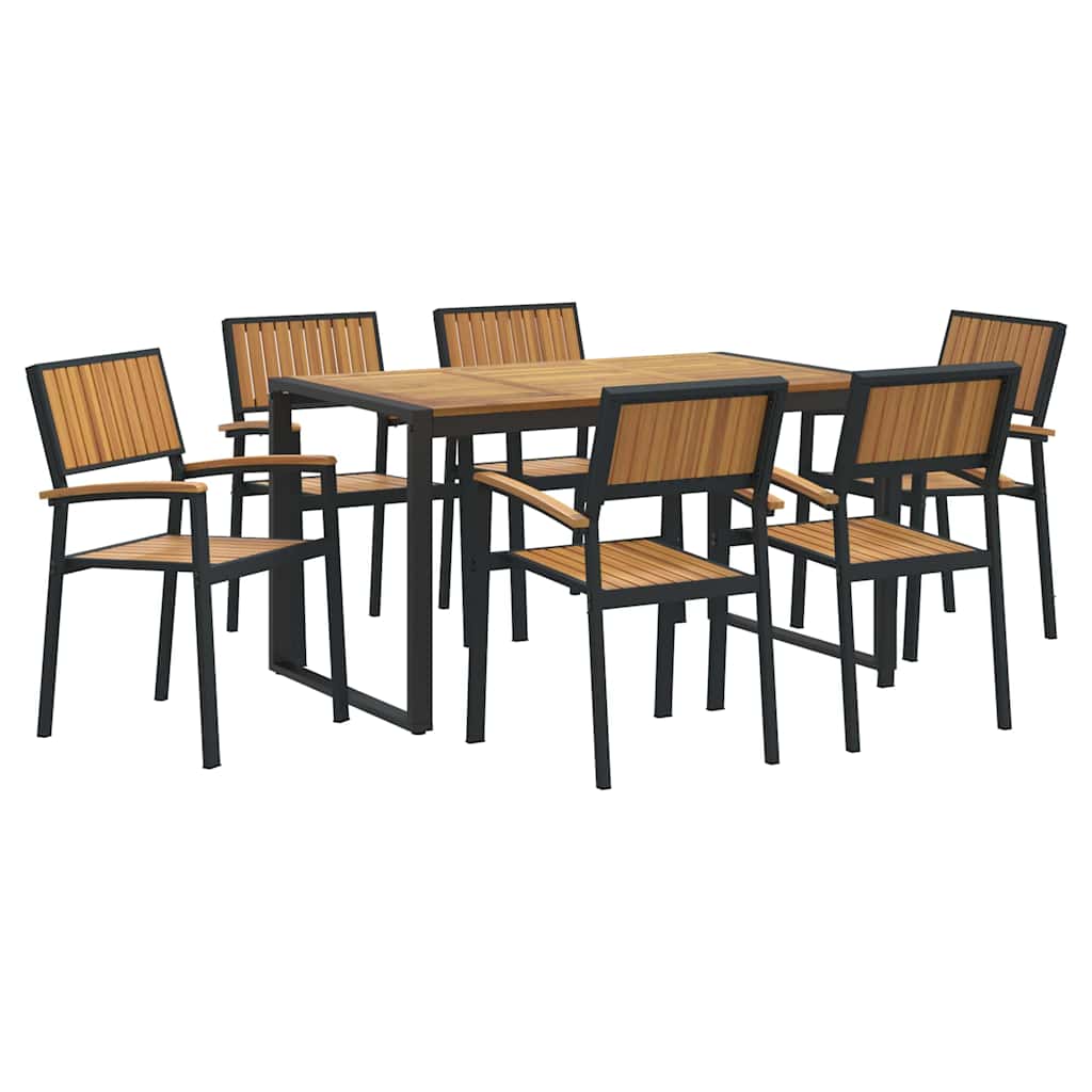 8721102817441_wbg-an-m_en_hd_3 vidaXL Garden Dining Set 7 pcs Black and brown 140 x 80 x 75 cm - Image 2