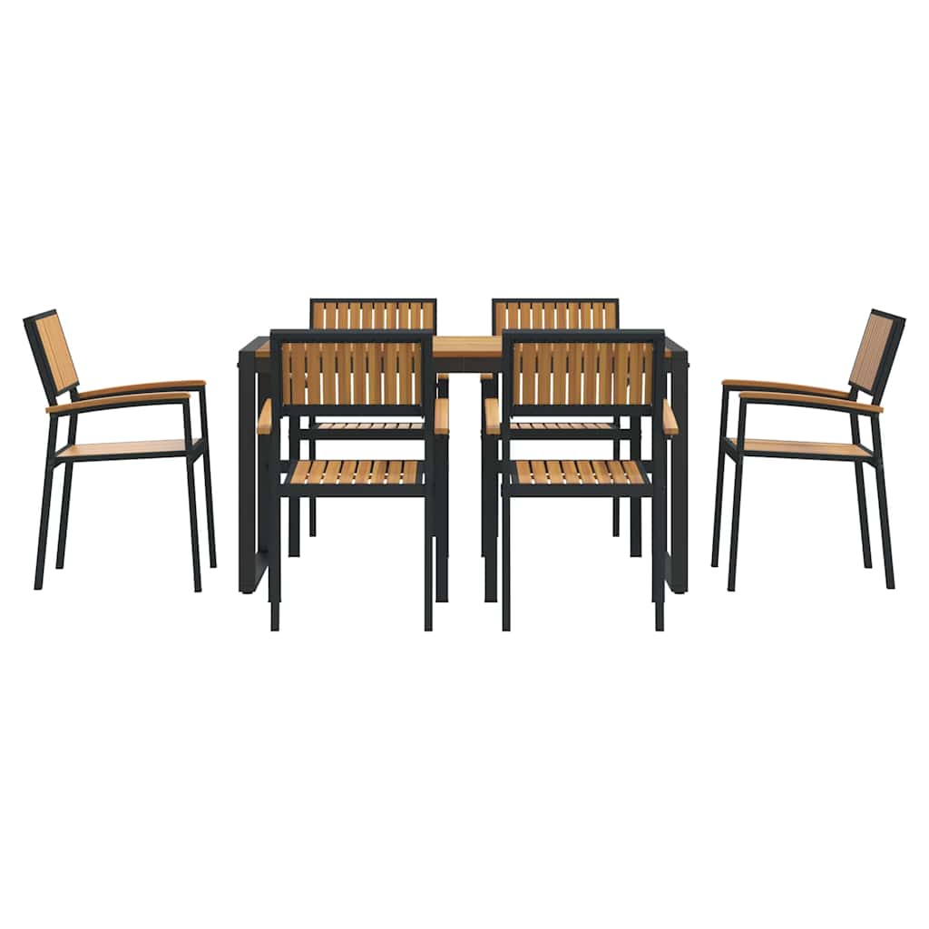 8721102817441_wbg-fr_en_hd_4 vidaXL Garden Dining Set 7 pcs Black and brown 140 x 80 x 75 cm - Image 7