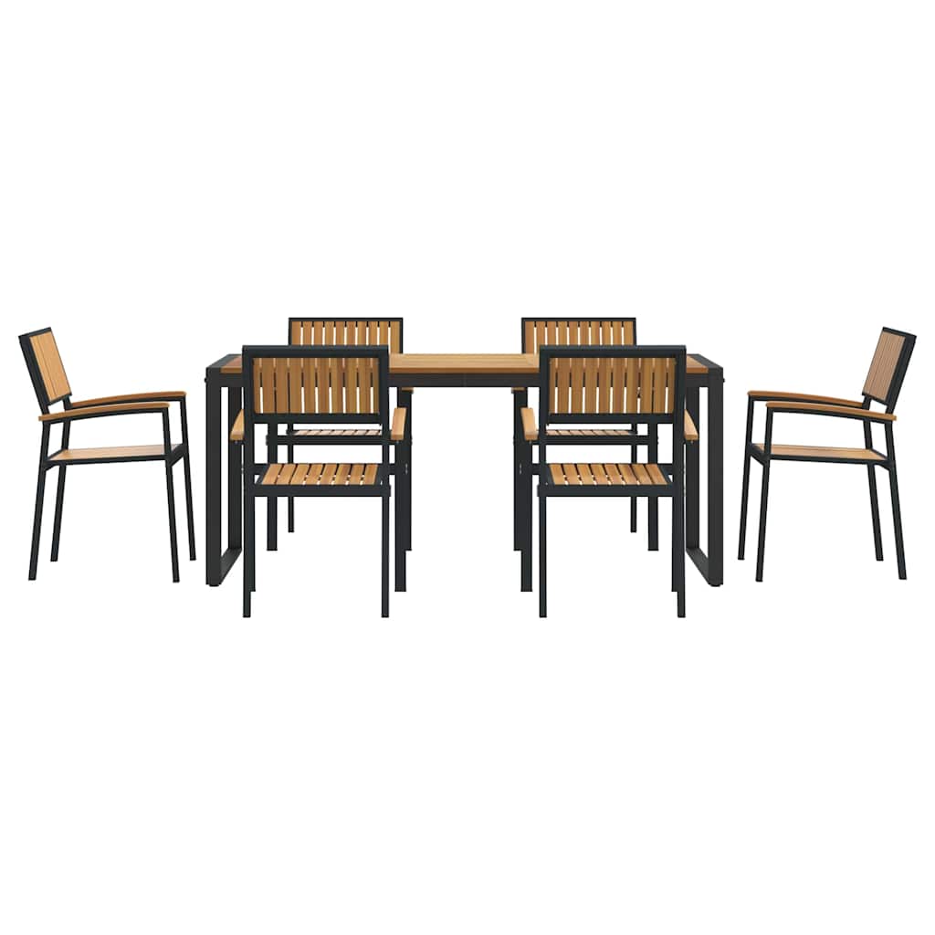 8721102817489_wbg-fr_en_hd_4 vidaXL Garden Dining Set 7 pcs Black and brown 180 x 90 x 75 cm - Image 7