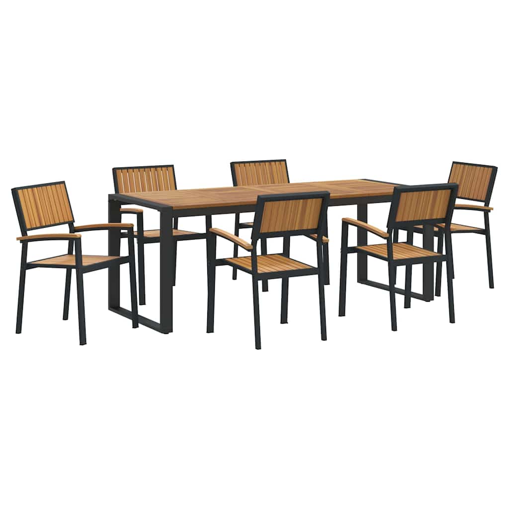 8721102817496_wbg-an-m_en_hd_3 vidaXL Garden Dining Set 7 pcs Black and brown 200 x 90 x 75 cm - Image 2