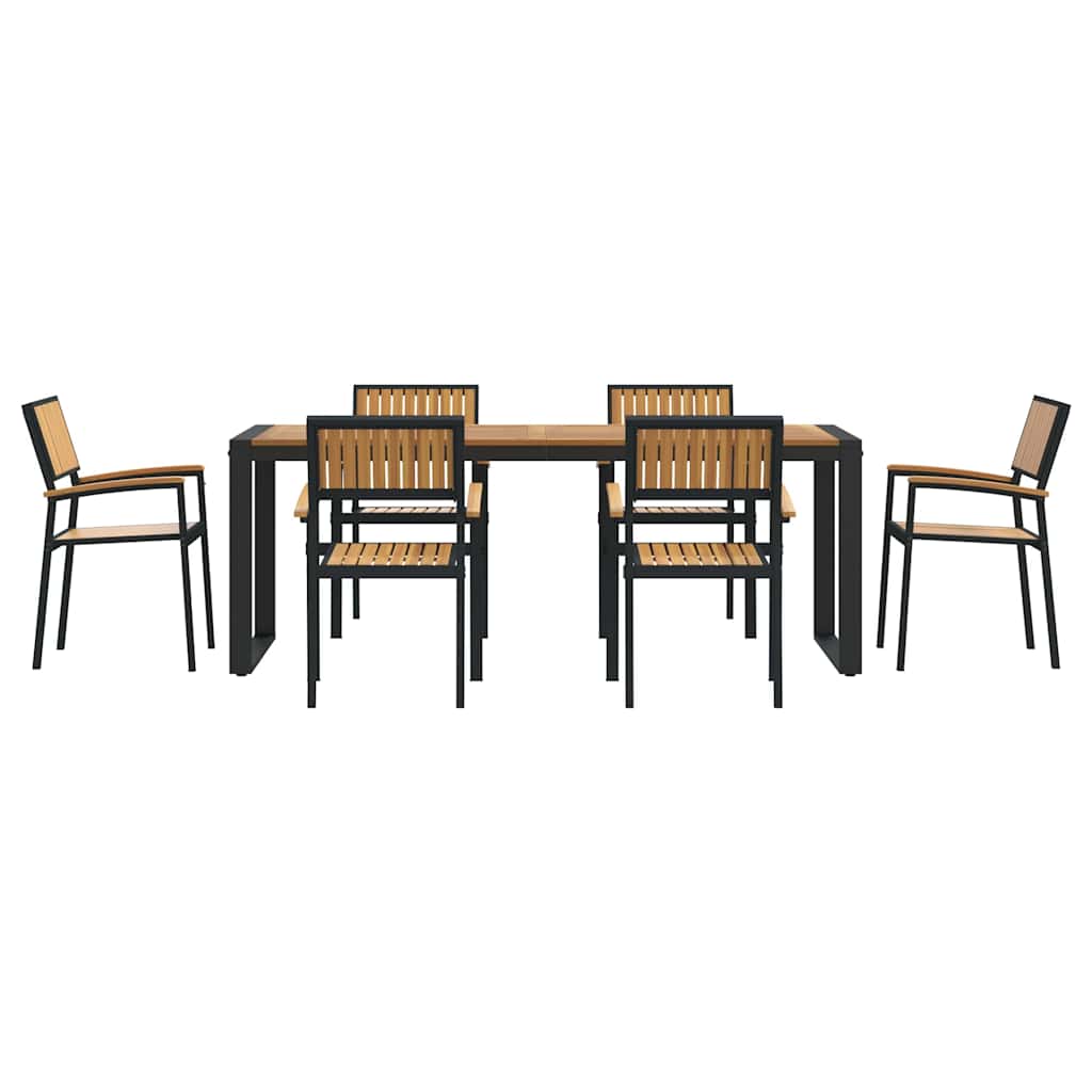 8721102817496_wbg-fr_en_hd_4 vidaXL Garden Dining Set 7 pcs Black and brown 200 x 90 x 75 cm - Image 7