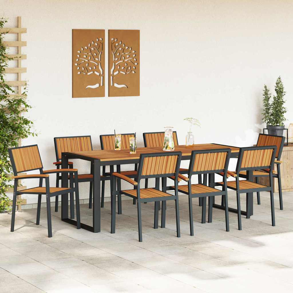 8721102817502_mo-im_en_hd_2 vidaXL Garden Dining Set 9 pcs Black and brown 200 x 90 x 75 cm - Image 4