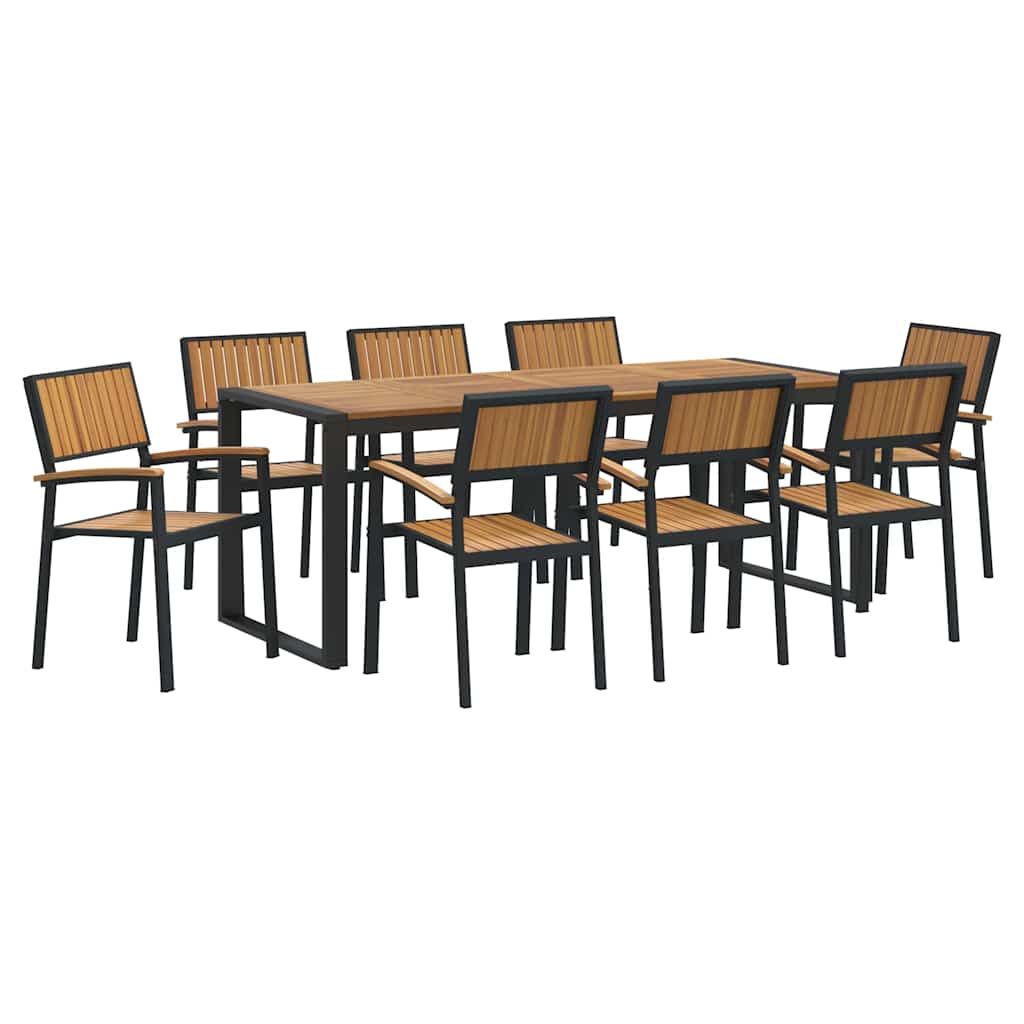 8721102817502_wbg-an-m_en_hd_3 vidaXL Garden Dining Set 9 pcs Black and brown 200 x 90 x 75 cm - Image 2