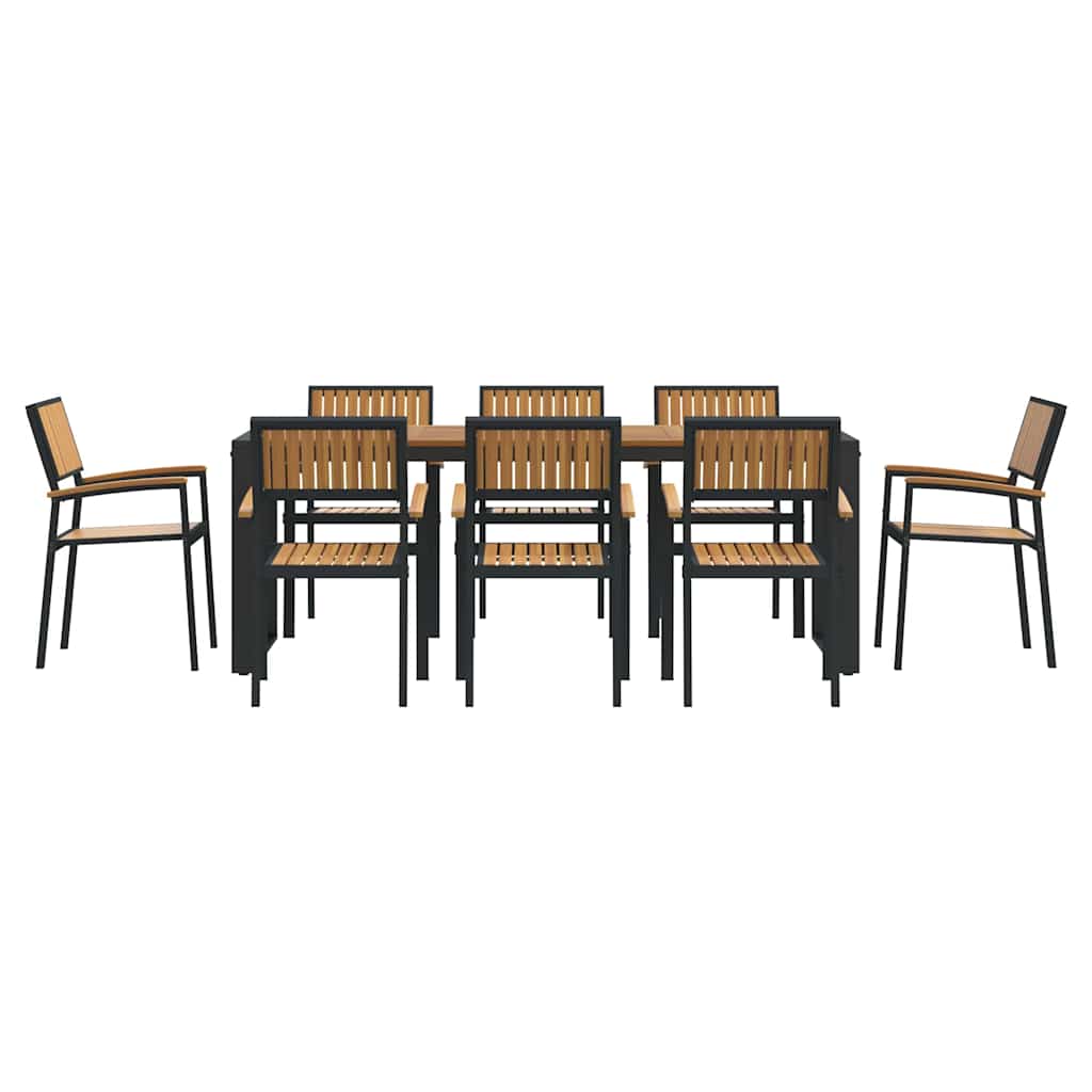 8721102817502_wbg-fr_en_hd_4 vidaXL Garden Dining Set 9 pcs Black and brown 200 x 90 x 75 cm - Image 7