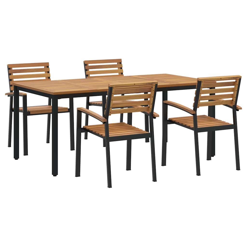 8721102817618_wbg-an-m_en_hd_3 vidaXL Garden Dining Set 5 pcs Black and brown 180 x 90 x 75 cm - Image 2