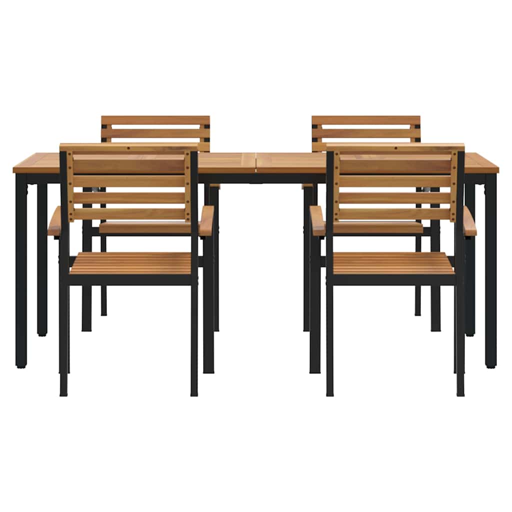 8721102817618_wbg-fr_en_hd_4 vidaXL Garden Dining Set 5 pcs Black and brown 180 x 90 x 75 cm - Image 7