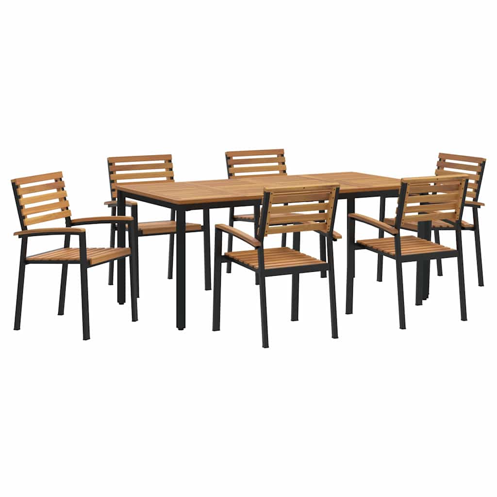 8721102817625_wbg-an-m_en_hd_3 vidaXL Garden Dining Set 7 pcs Black and brown 180 x 90 x 75 cm - Image 2