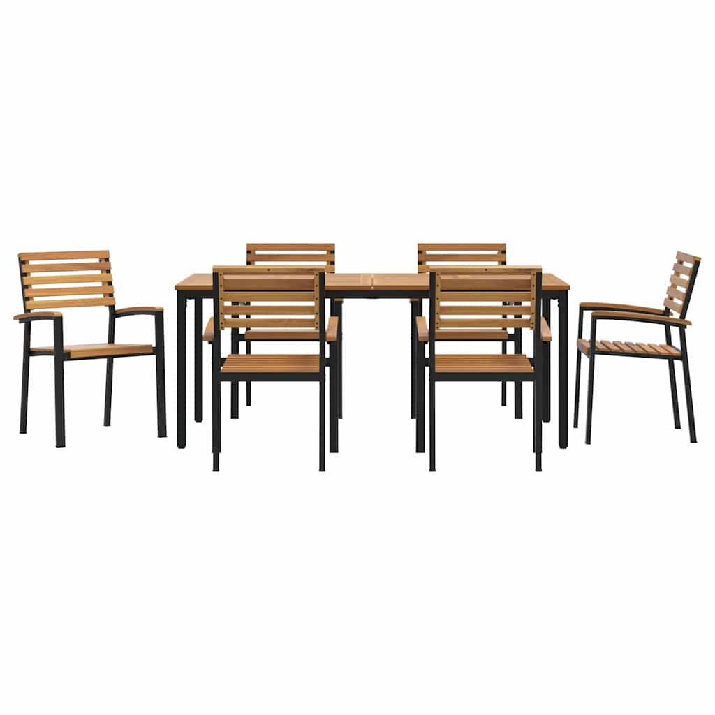8721102817625_wbg-fr_en_hd_4 vidaXL Garden Dining Set 7 pcs Black and brown 180 x 90 x 75 cm - Image 7