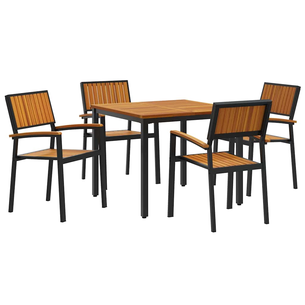 8721102817748_wbg-an-m_en_hd_3 vidaXL Garden Dining Set 5 pcs Black and brown 90 x 90 x 75 cm - Image 2
