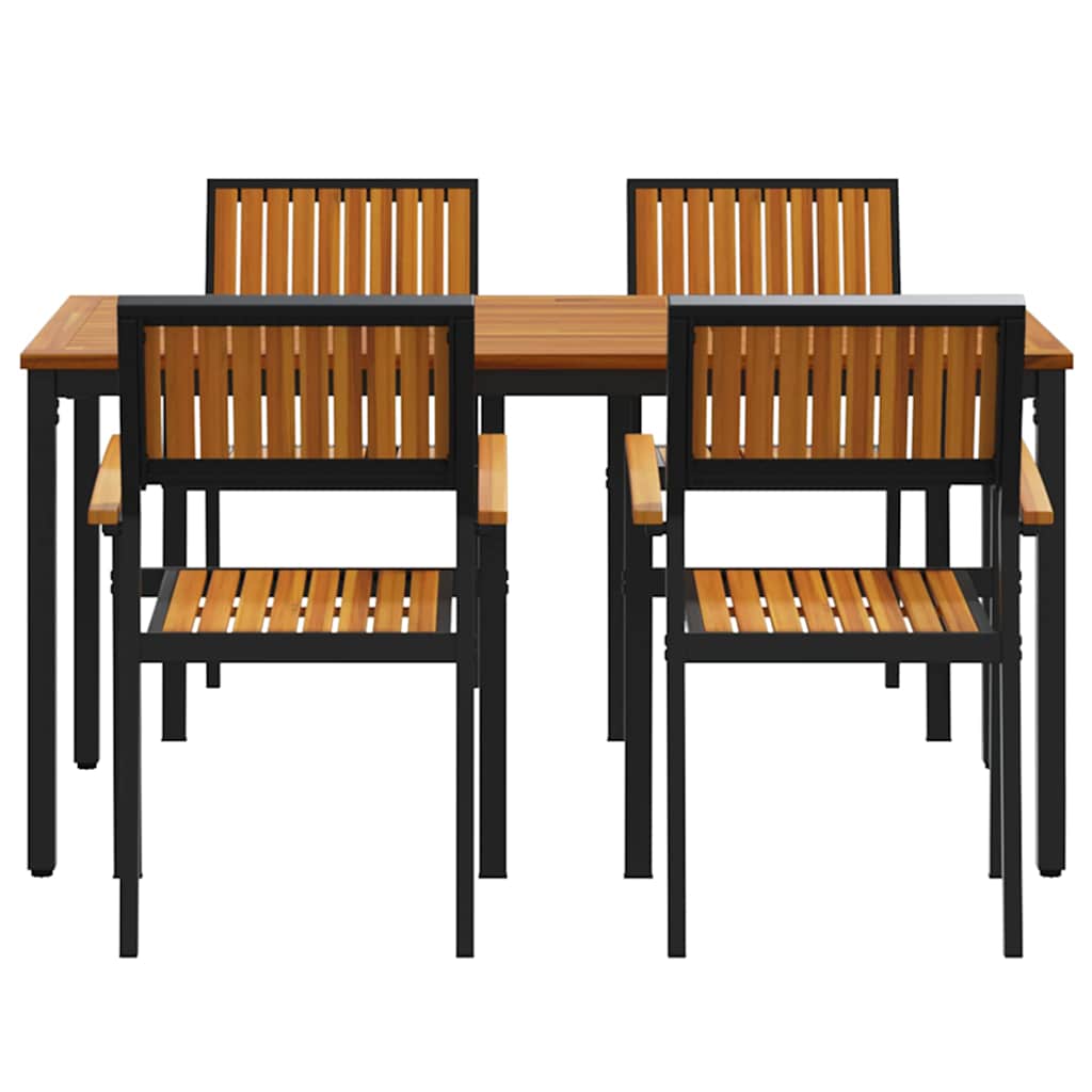 8721102817755_wbg-fr_en_hd_4 vidaXL Garden Dining Set 5 pcs Black and brown 150 x 90 x 75 cm - Image 7