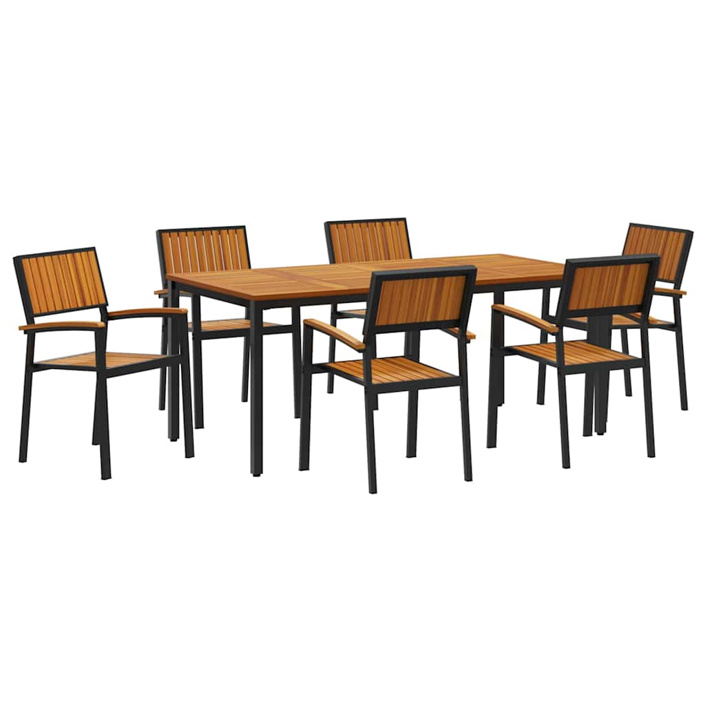 8721102817786_wbg-an-m_en_hd_3 vidaXL Garden Dining Set 7 pcs Black and brown 180 x 90 x 75 cm - Image 2