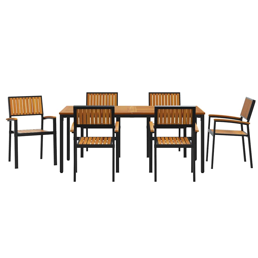 8721102817786_wbg-fr_en_hd_4 vidaXL Garden Dining Set 7 pcs Black and brown 180 x 90 x 75 cm - Image 7