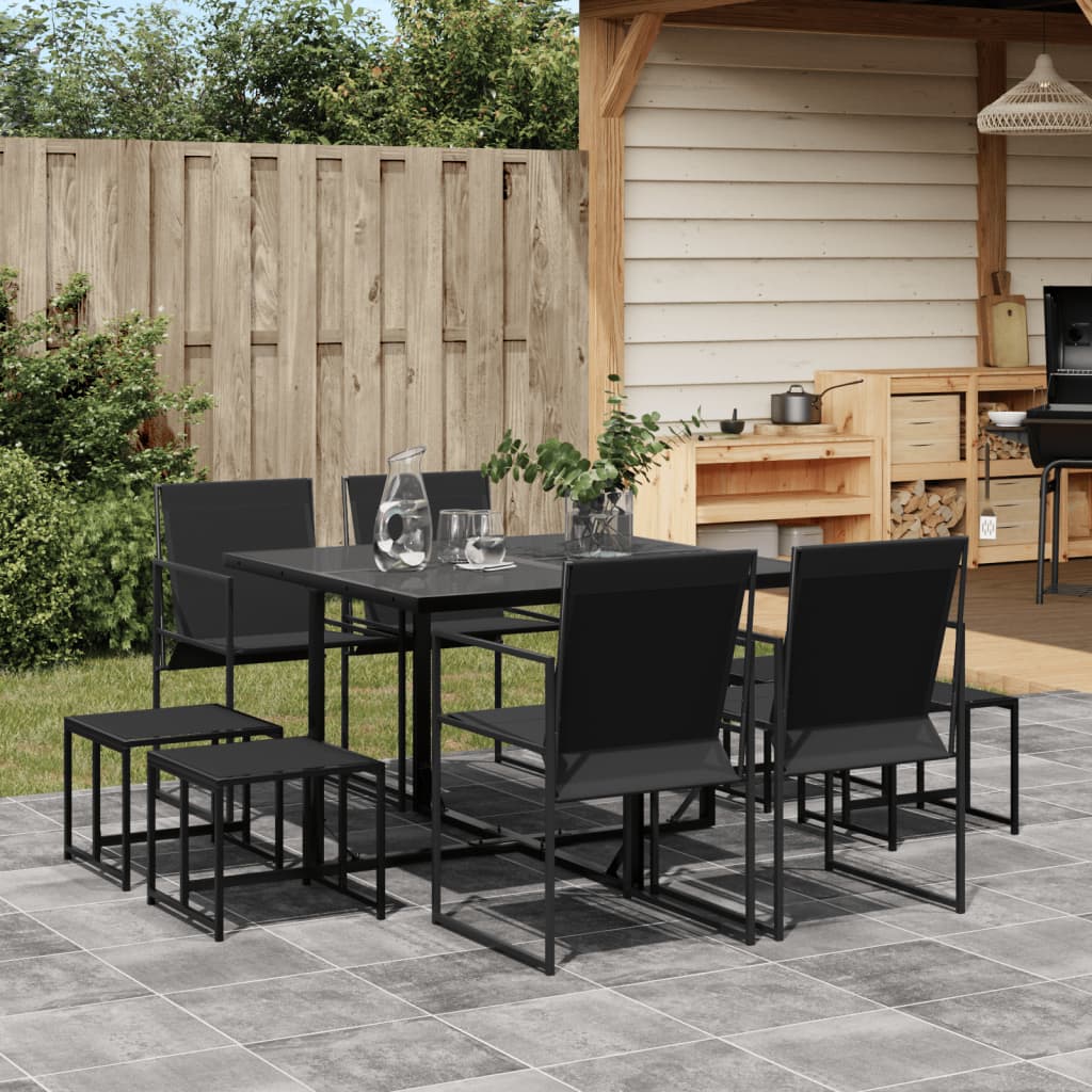 8721102819094_m_en_hd_1 vidaXL 9 Piece Garden Dining Set Black Textilene - Image 1