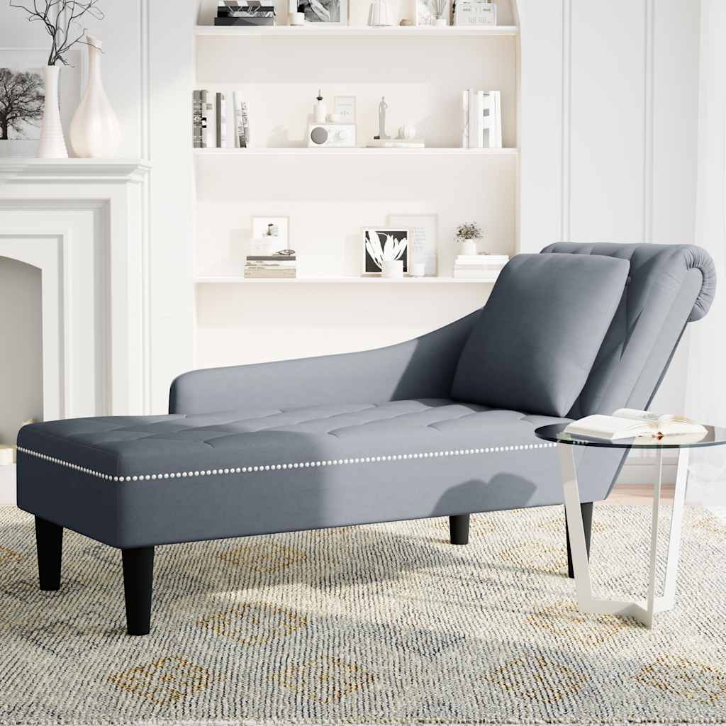 8721102822414_g_en_hd_2 vidaXL Chaise Lounge with Pillow and Right Armrest Dark Grey Velvet - Image 3