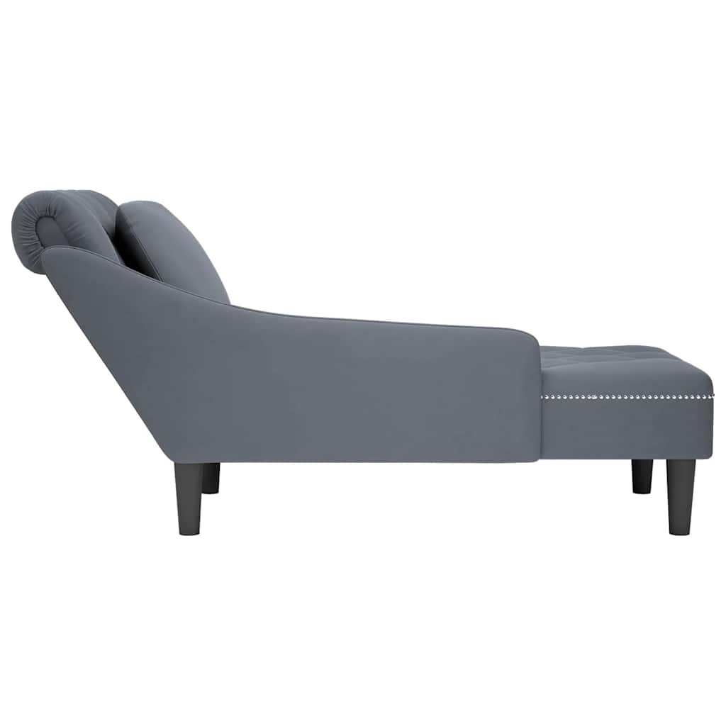 8721102822414_g_en_hd_4 vidaXL Chaise Lounge with Pillow and Right Armrest Dark Grey Velvet - Image 5