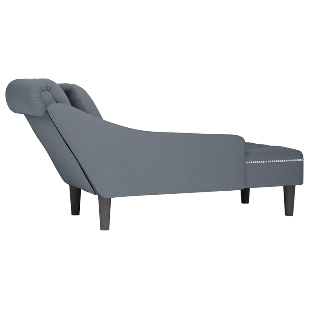 8721102822414_g_en_hd_5 vidaXL Chaise Lounge with Pillow and Right Armrest Dark Grey Velvet - Image 6