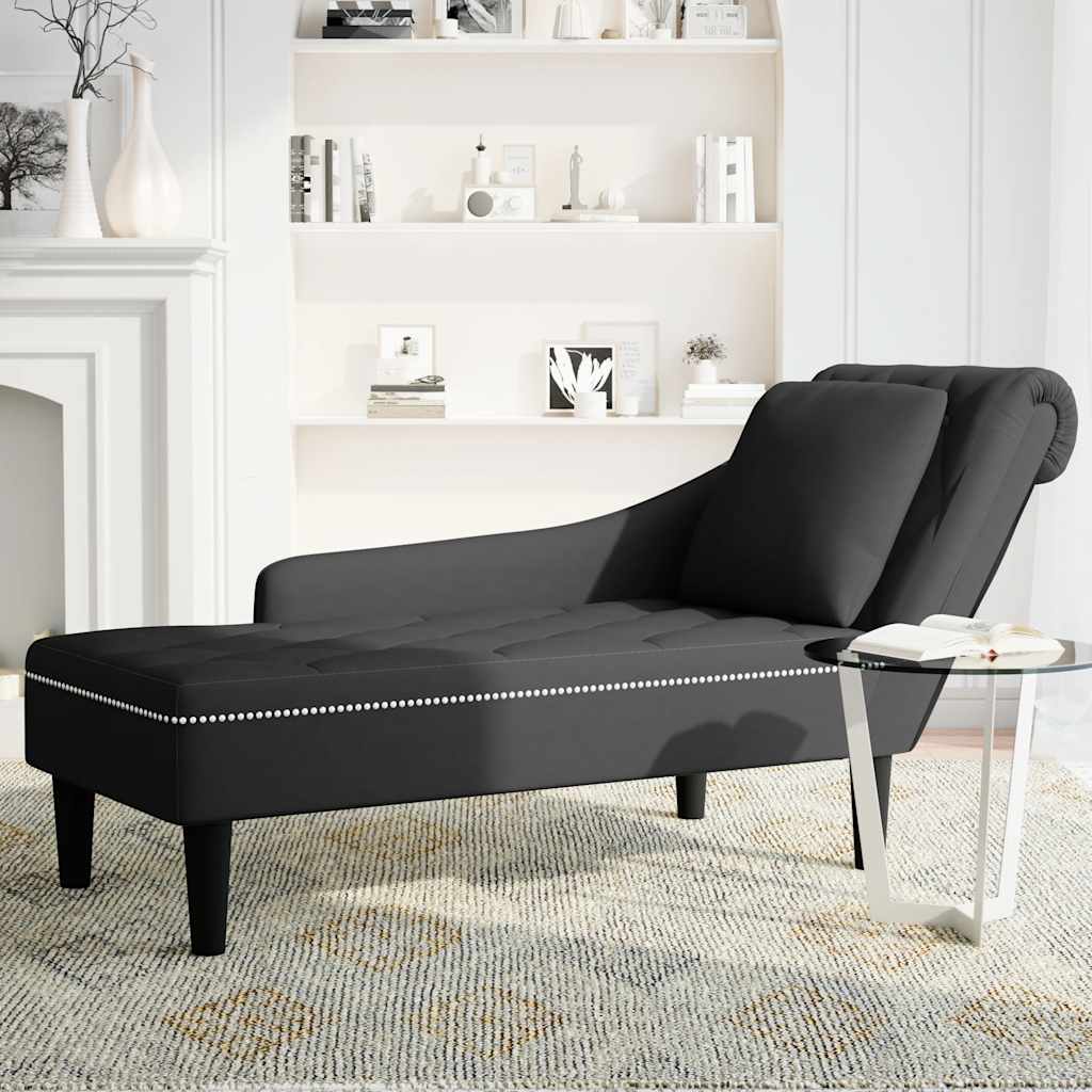 8721102822452_g_en_hd_2 vidaXL Chaise Lounge with Pillow and Right Armrest Black Velvet - Image 3