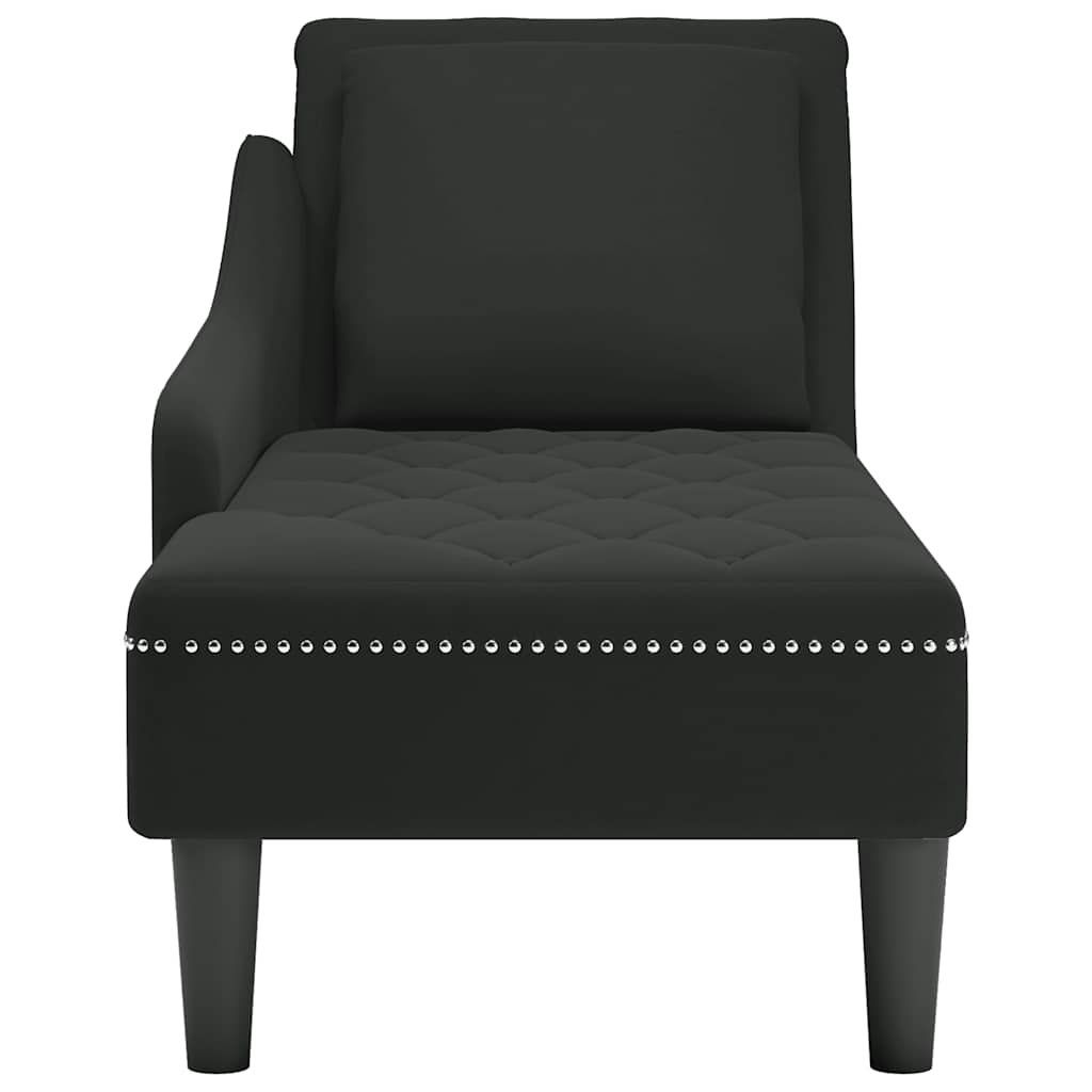 8721102822452_g_en_hd_3 vidaXL Chaise Lounge with Pillow and Right Armrest Black Velvet - Image 4