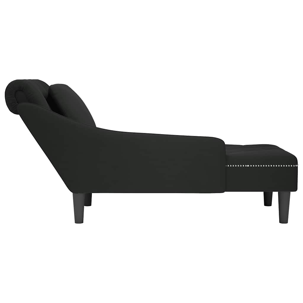 8721102822452_g_en_hd_4 vidaXL Chaise Lounge with Pillow and Right Armrest Black Velvet - Image 5