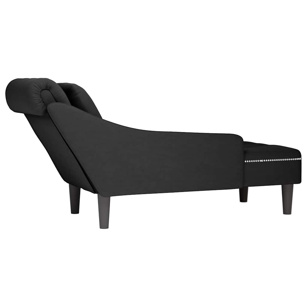 8721102822452_g_en_hd_5 vidaXL Chaise Lounge with Pillow and Right Armrest Black Velvet - Image 6