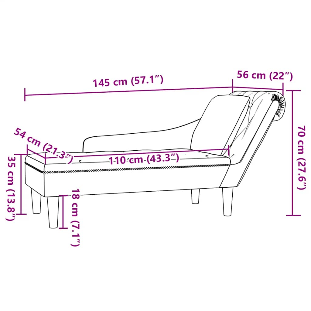 8721102822452_g_en_hd_8 vidaXL Chaise Lounge with Pillow and Right Armrest Black Velvet - Image 9