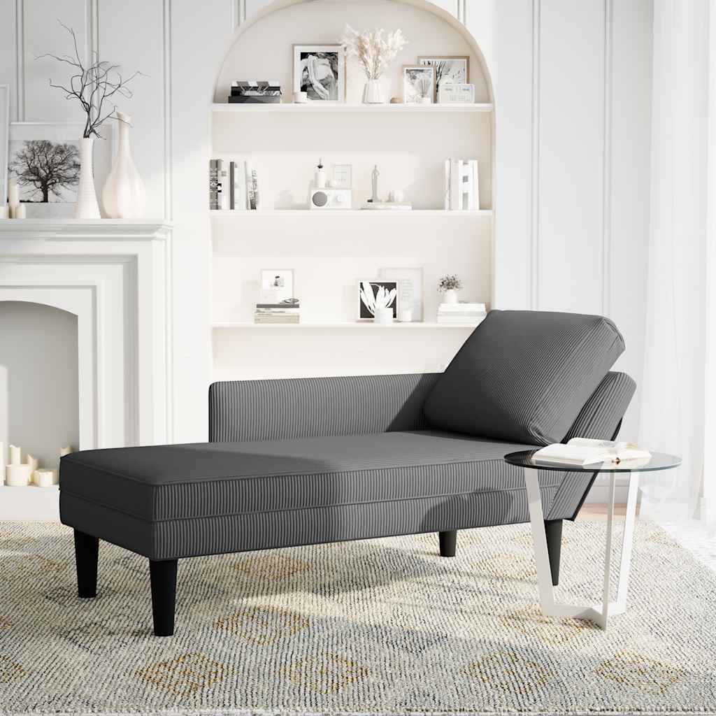 8721102822841_g_en_hd_1 vidaXL Chaise Lounge with Pillow Dark Grey Corduroy Fabric - Image 2