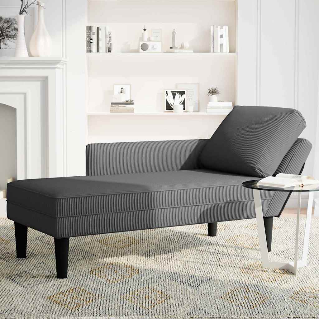 8721102822841_g_en_hd_2 vidaXL Chaise Lounge with Pillow Dark Grey Corduroy Fabric - Image 3
