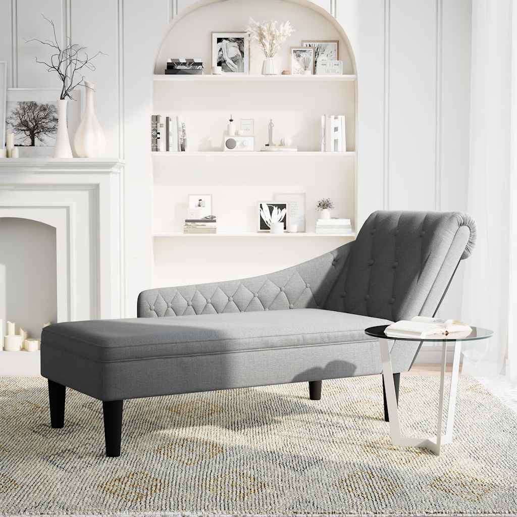 8721102822919_g_en_hd_1 vidaXL Chaise Lounge with Pillow and Right Armrest Light Grey Fabric - Image 2