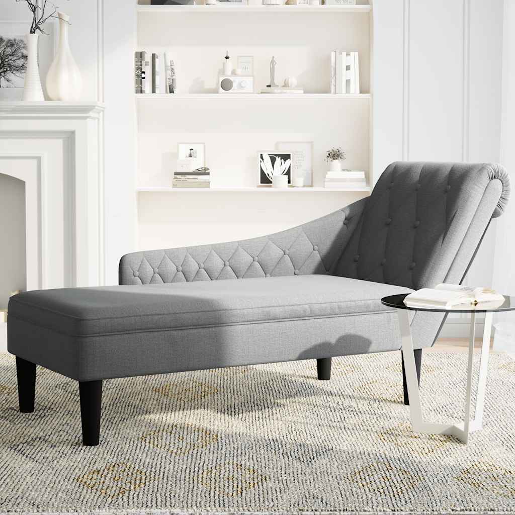 8721102822919_g_en_hd_2 vidaXL Chaise Lounge with Pillow and Right Armrest Light Grey Fabric - Image 3