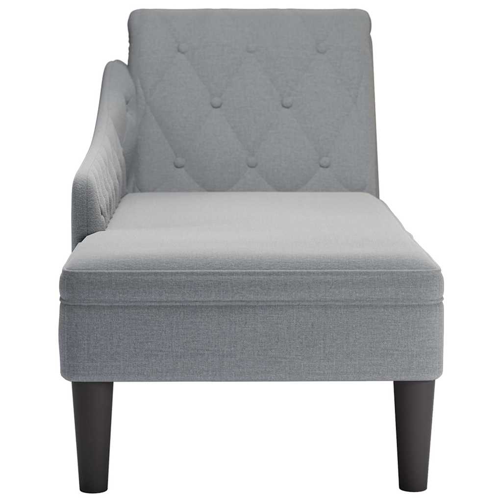 8721102822919_g_en_hd_3 vidaXL Chaise Lounge with Pillow and Right Armrest Light Grey Fabric - Image 4