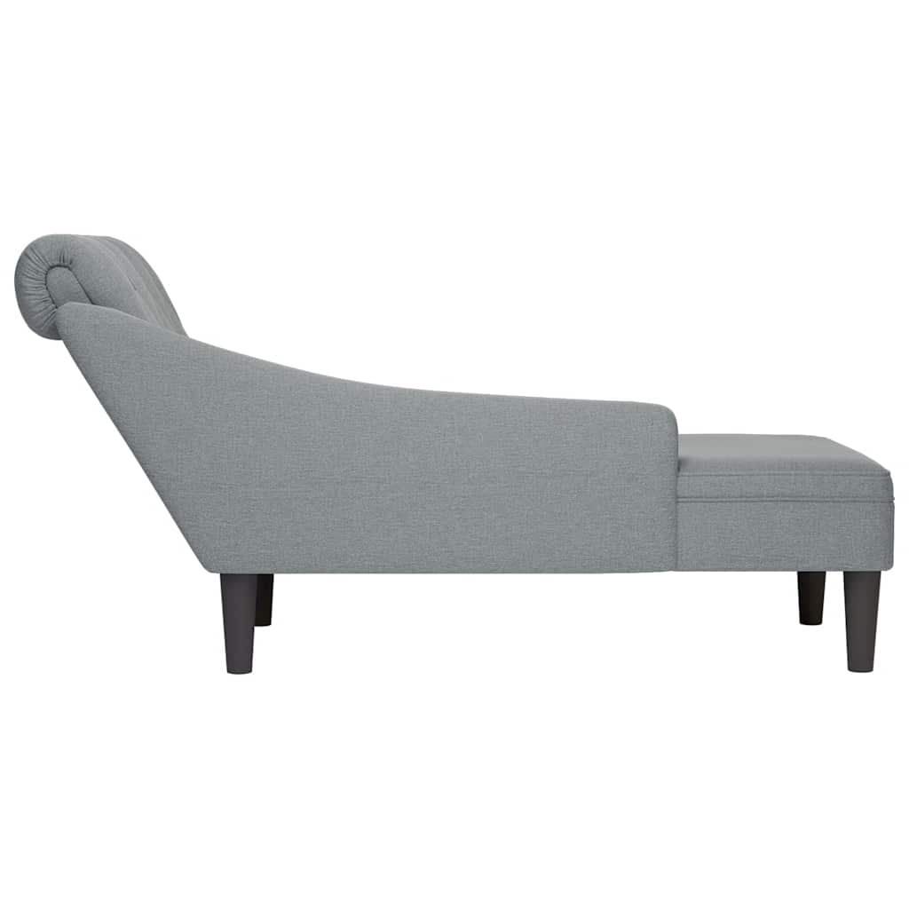 8721102822919_g_en_hd_4 vidaXL Chaise Lounge with Pillow and Right Armrest Light Grey Fabric - Image 5