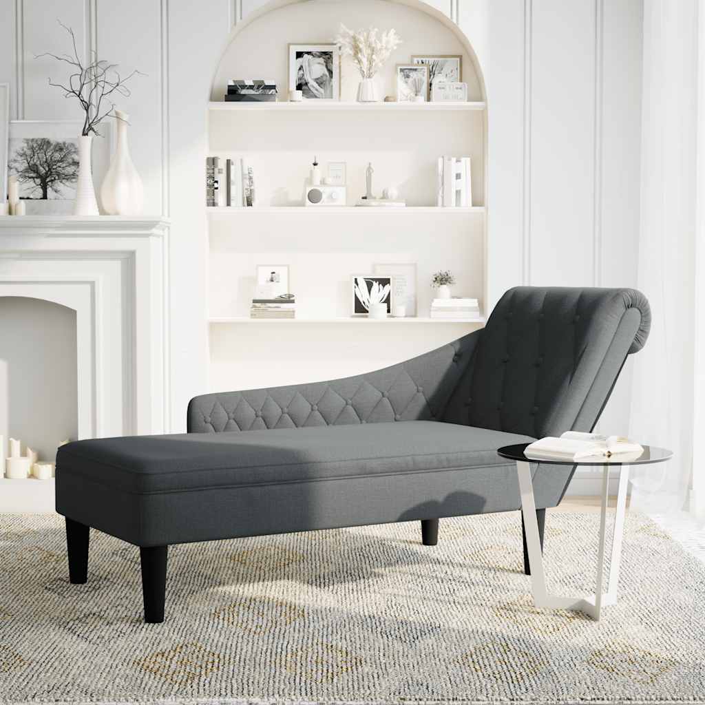 8721102822926_g_en_hd_1 vidaXL Chaise Lounge with Pillow and Right Armrest Dark Grey Fabric - Image 2