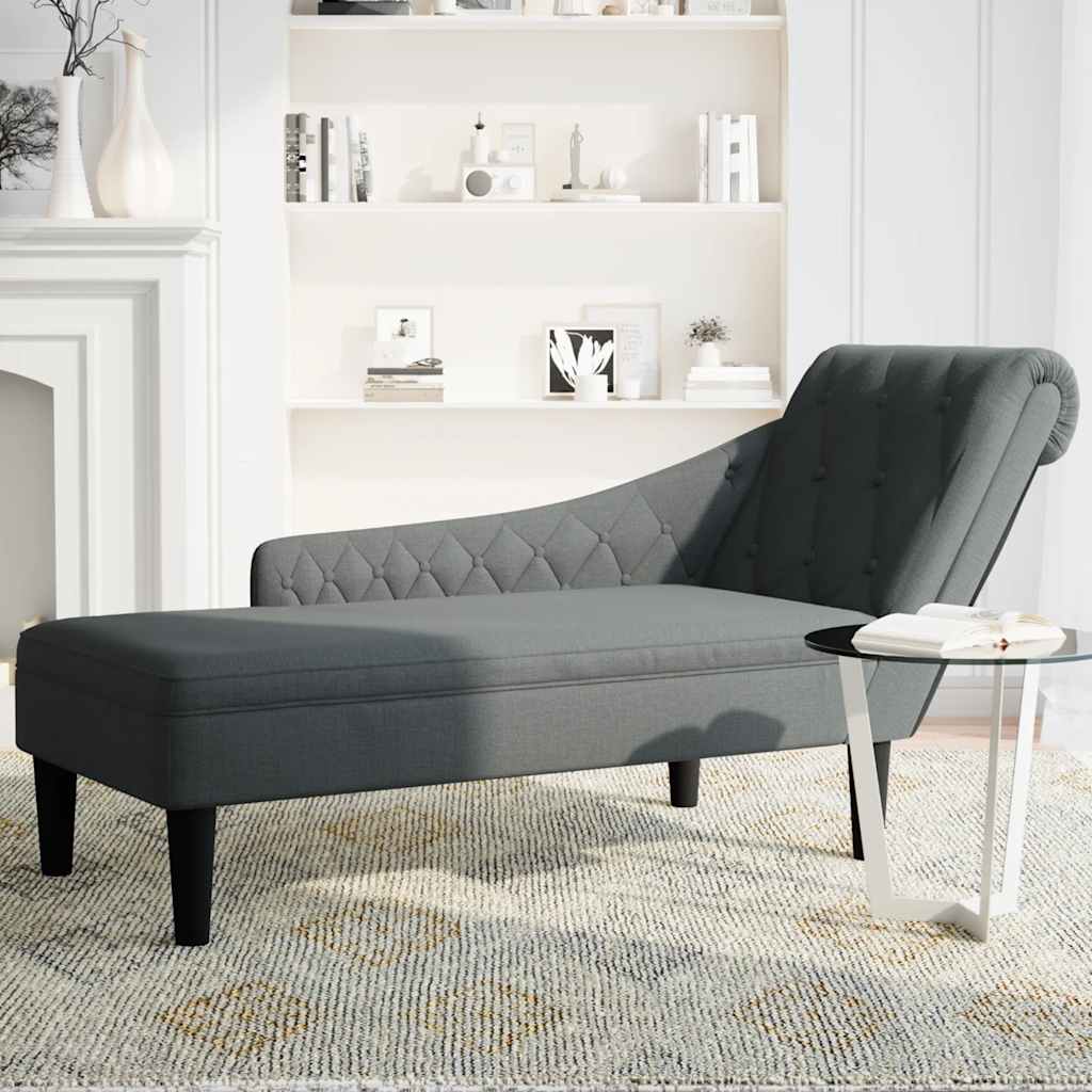 8721102822926_g_en_hd_2 vidaXL Chaise Lounge with Pillow and Right Armrest Dark Grey Fabric - Image 3