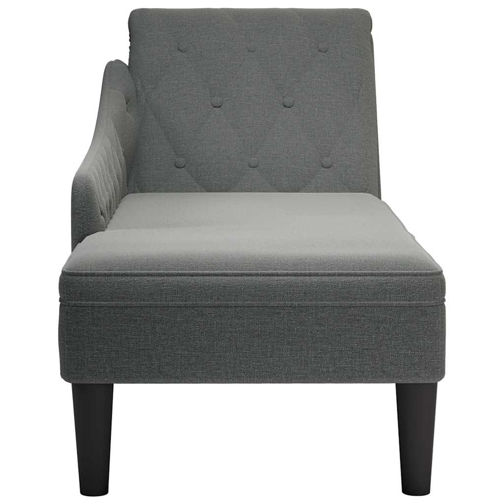 8721102822926_g_en_hd_3 vidaXL Chaise Lounge with Pillow and Right Armrest Dark Grey Fabric - Image 4
