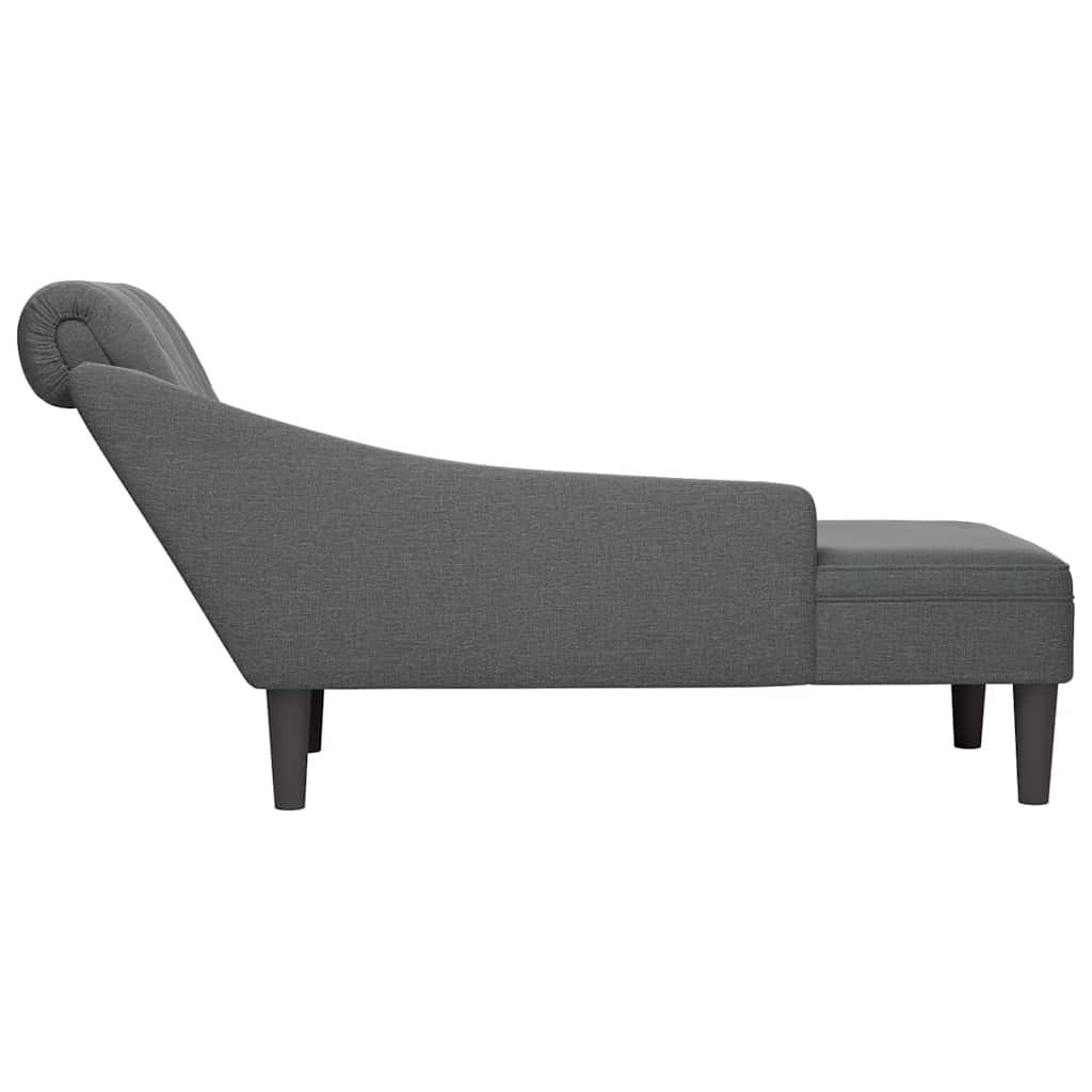 8721102822926_g_en_hd_4 vidaXL Chaise Lounge with Pillow and Right Armrest Dark Grey Fabric - Image 5