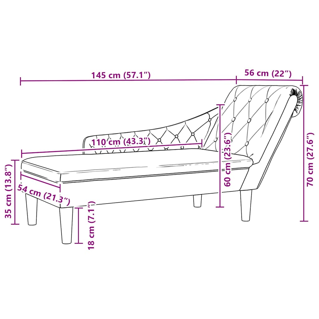 8721102822926_g_en_hd_8 vidaXL Chaise Lounge with Pillow and Right Armrest Dark Grey Fabric - Image 9