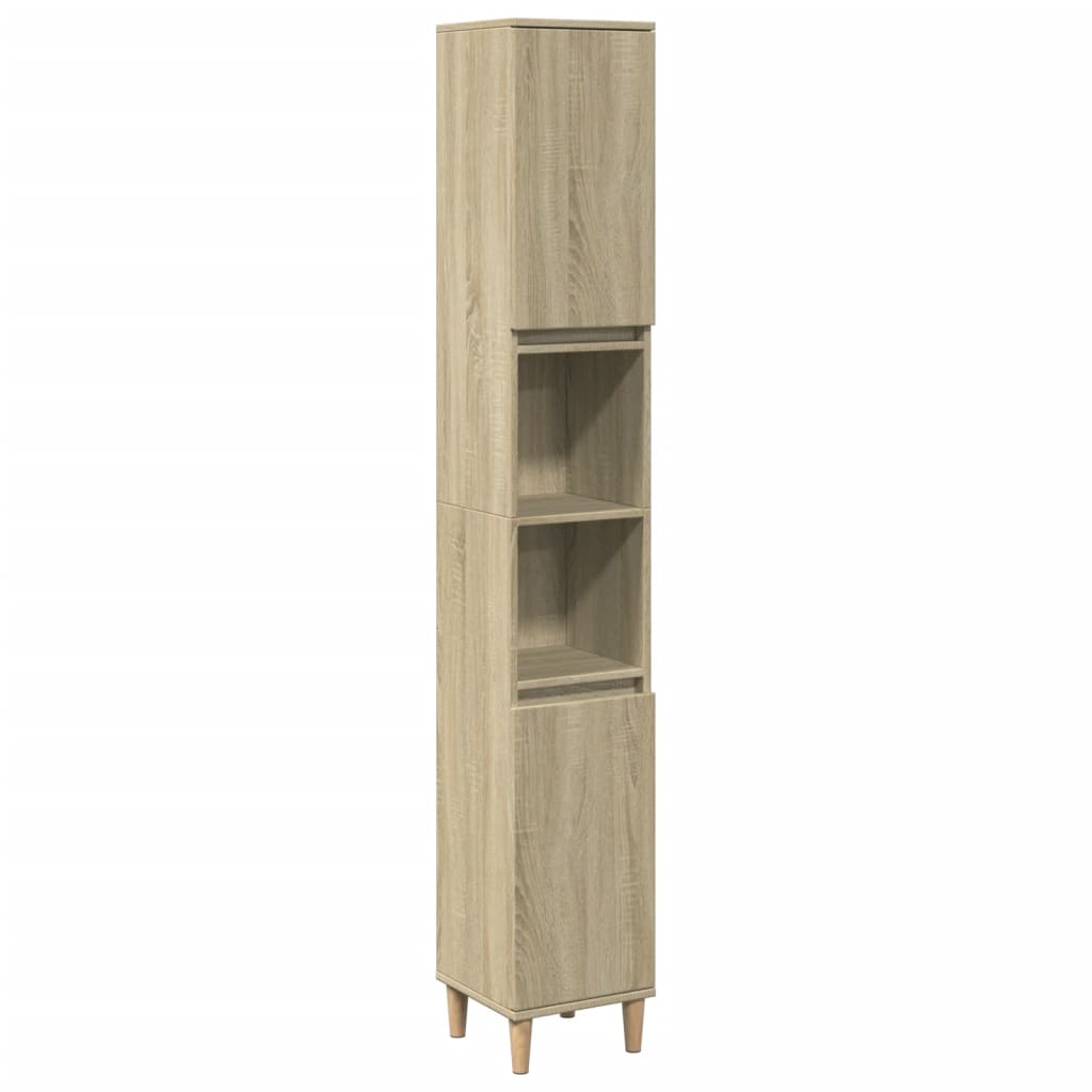 8721102823343_a_en_hd_1 vidaXL Bathroom Cabinet Sonoma Oak 30x30x190 cm Engineered Wood - Image 2