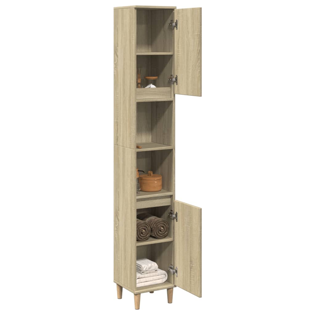 8721102823343_g_en_hd_1 vidaXL Bathroom Cabinet Sonoma Oak 30x30x190 cm Engineered Wood - Image 3