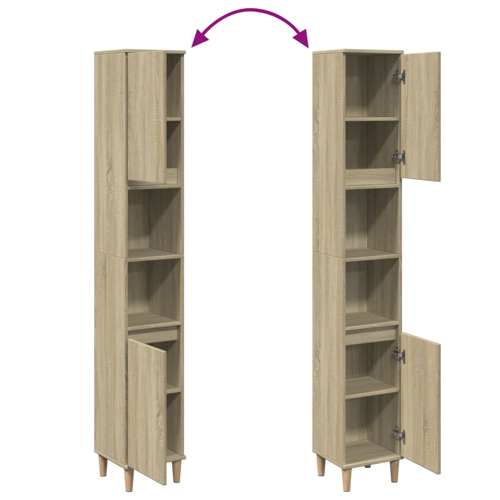 8721102823343_g_en_hd_5 vidaXL Bathroom Cabinet Sonoma Oak 30x30x190 cm Engineered Wood - Image 7