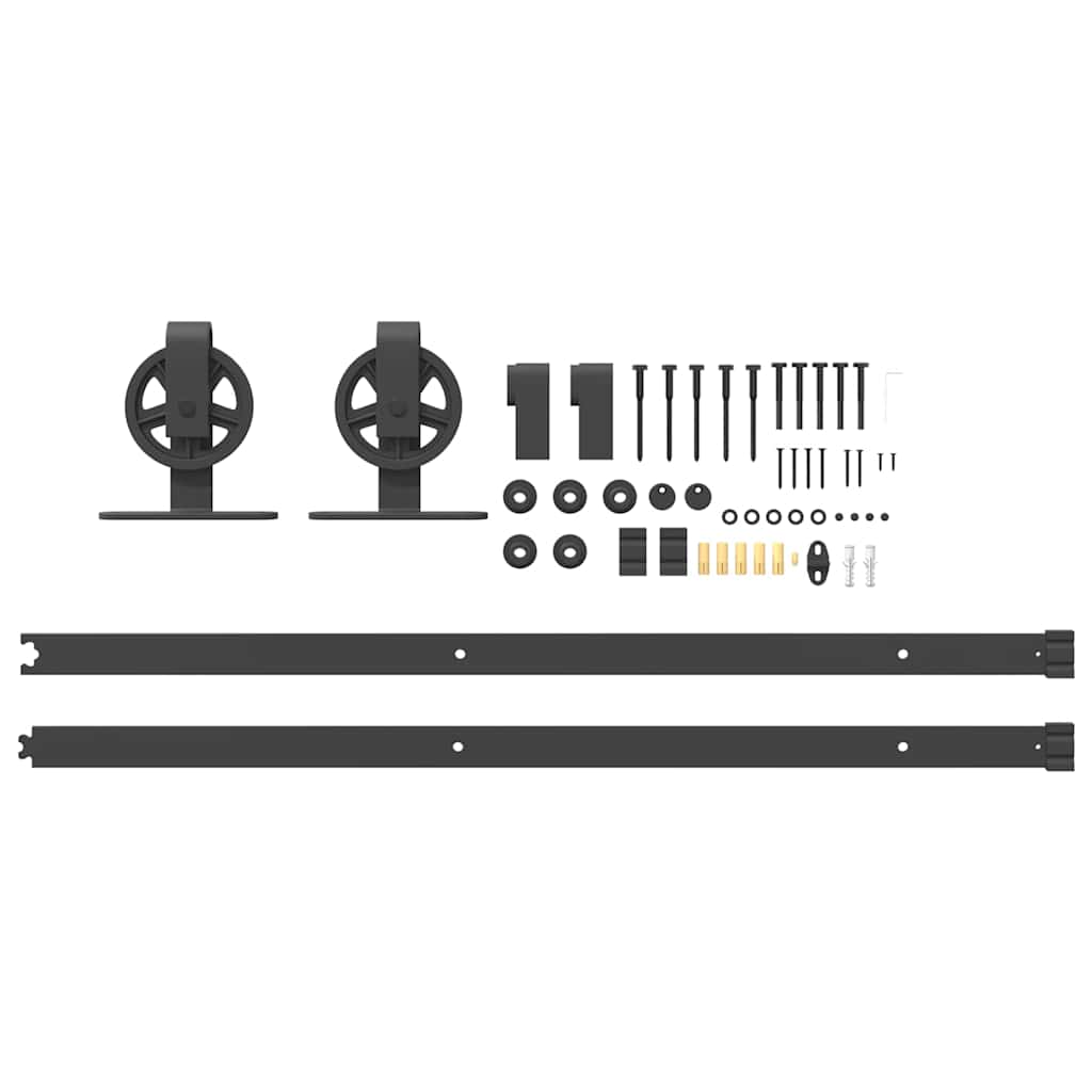 8721102849367_g_en_hd_3 vidaXL Sliding Door Hardware Kit 200 cm Steel Black - Image 5