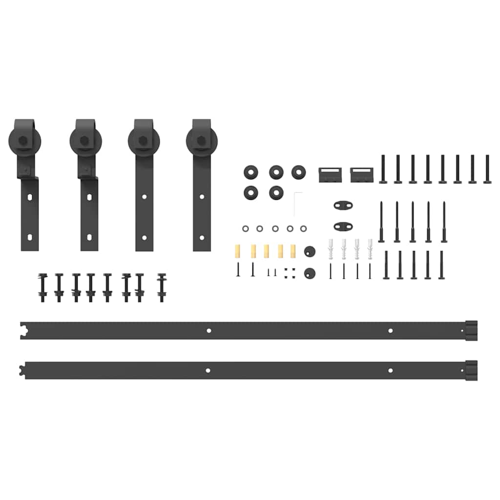 8721102849404_g_en_hd_3 vidaXL Sliding Door Hardware Kit 200 cm Steel Black - Image 5