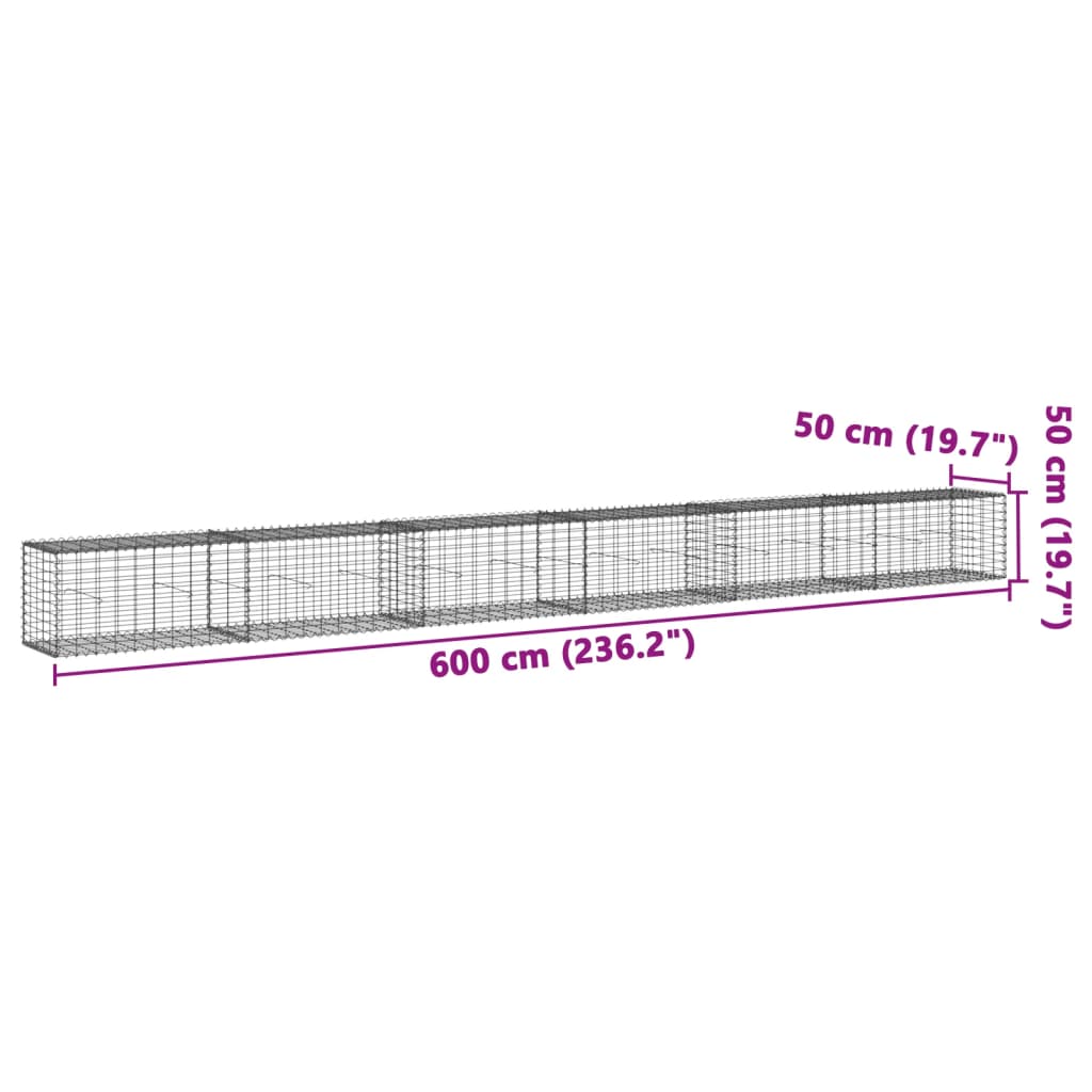 8721102850110_g_en_hd_5 vidaXL Gabion Basket with Cover 600x50x50 cm Galvanised Iron - Image 7