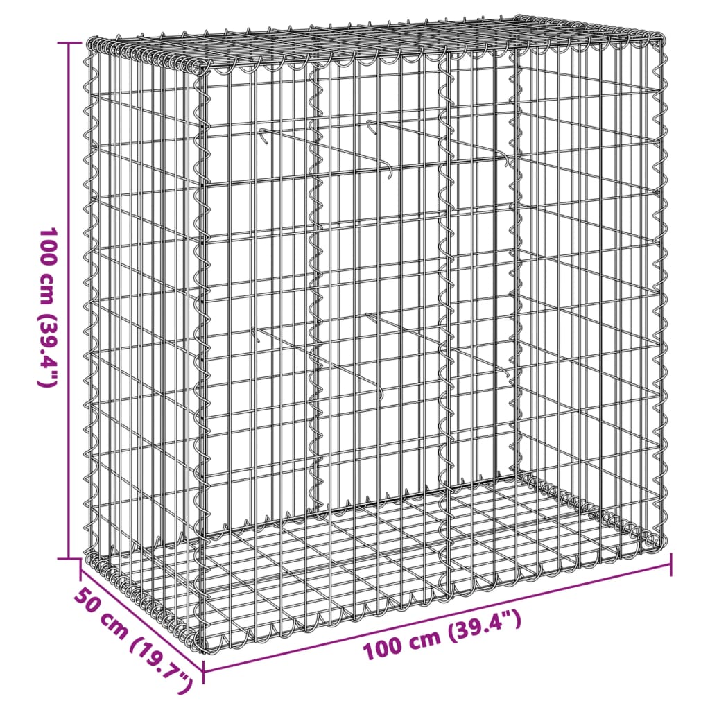 8721102850165_g_en_hd_5 vidaXL Gabion Basket with Cover 100x50x100 cm Galvanised Iron - Image 7