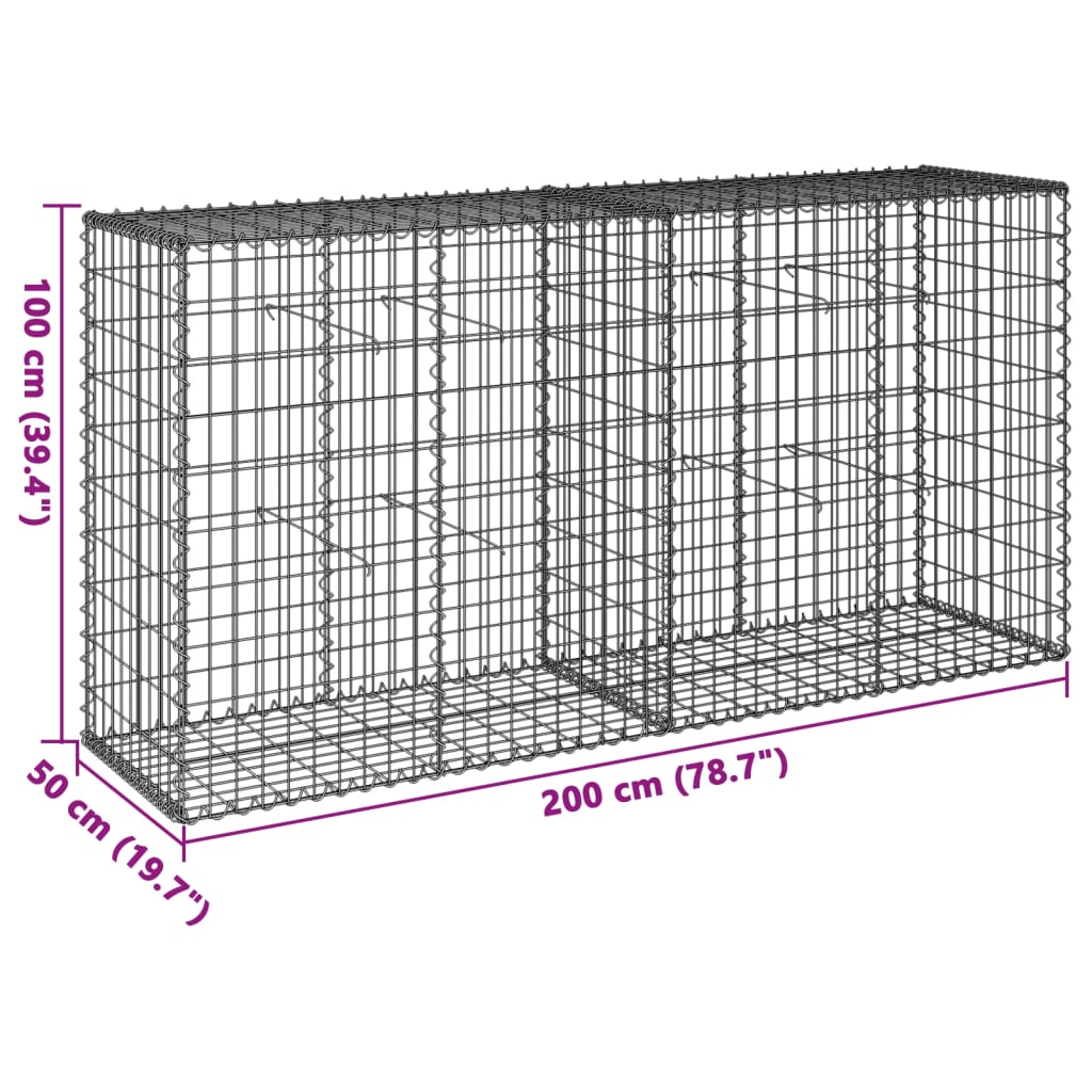 8721102850172_g_en_hd_5 vidaXL Gabion Basket with Cover 200x50x100 cm Galvanised Iron - Image 7